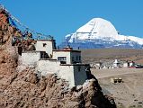 34 Old Chiu Gompa Perched On A Hill With Mount Kailash Behind Mount Kailash close up with Chiu Gompa.